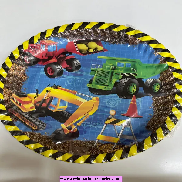 İş Makinesi Temalı Karton Tabak 